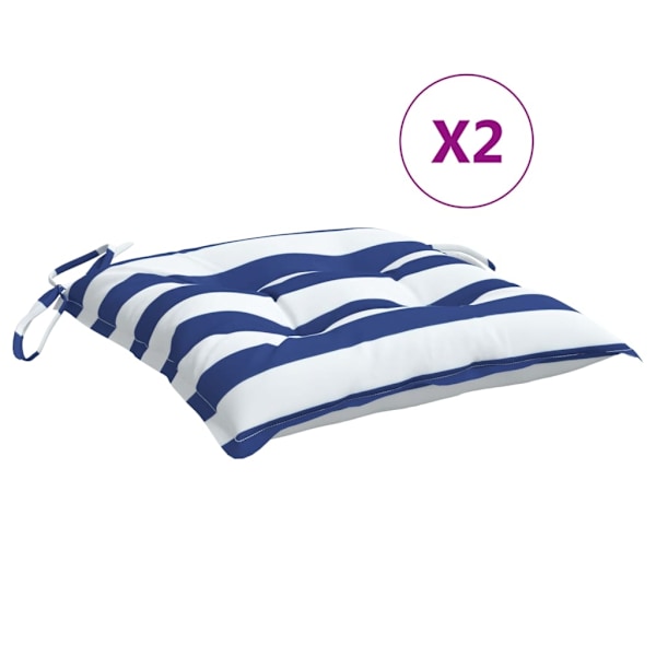 vidaXL Stolsdynor 2 st blå&vit randig 50x50x7 cm oxfordtyg Flerfärgsdesign