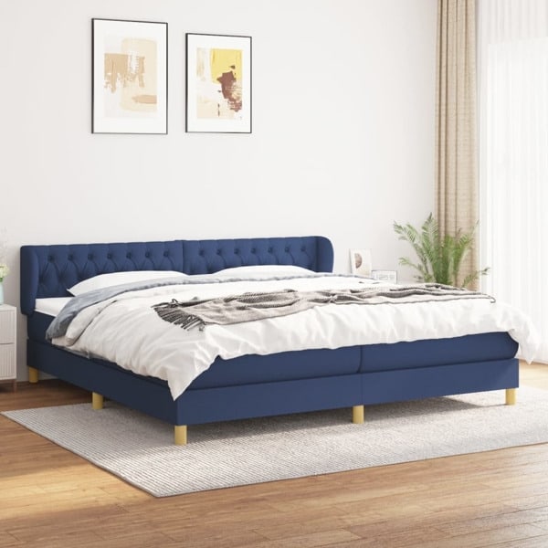 vidaXL Ramsäng med madrass blå 200x200 cm tyg Blå