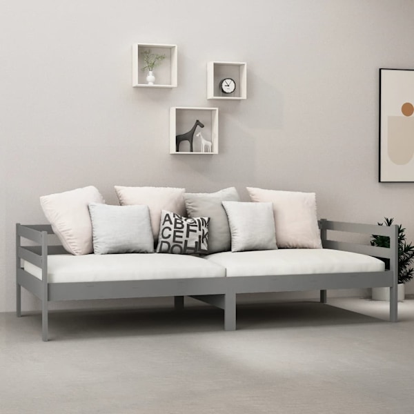 vidaXL Dagbädd grå massiv furu 90x200 cm grå