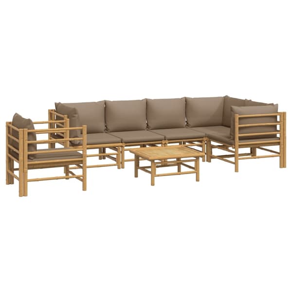 vidaXL Loungegrupp 7 delar taupe dynor bambu Brun