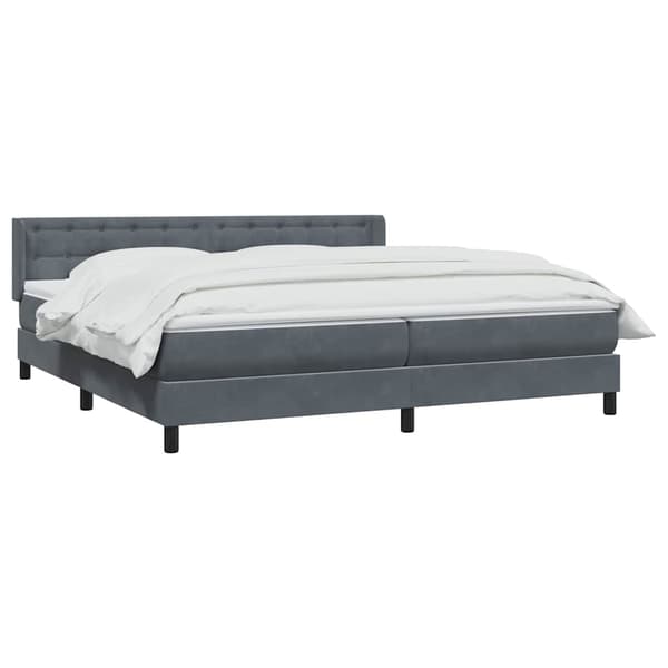 vidaXL Ramsäng med madrass mörkgrå 180x210 cm sammet Grå