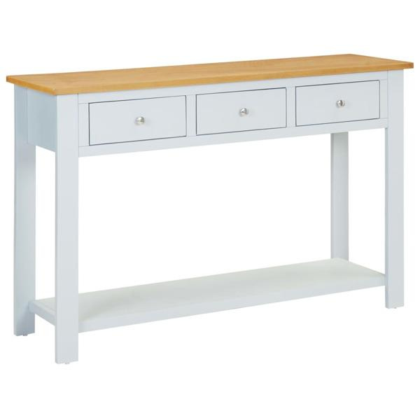 vidaXL Konsolbord 118x35x77 cm massiv ek grå