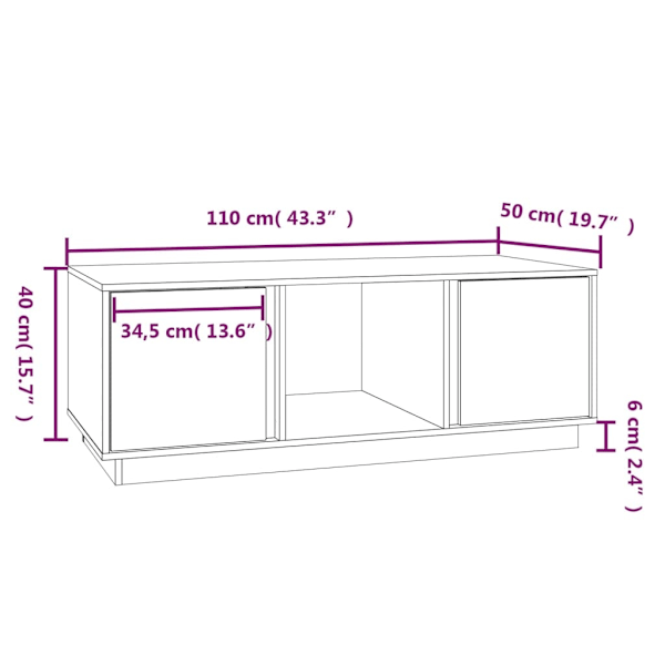 vidaXL Soffbord 110x50x40 cm massiv furu Brun