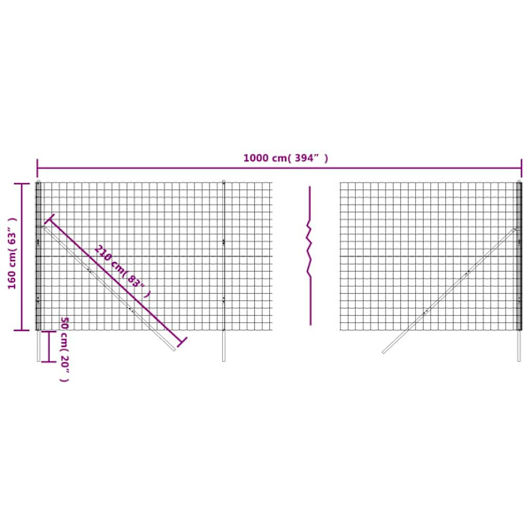 vidaXL Stängsel grön 1,6x10 m galvaniserat stål Grön