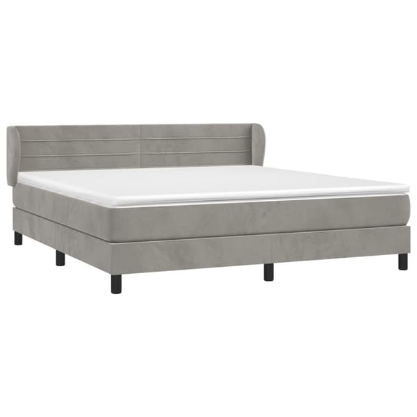 vidaXL Ramsäng med madrass ljusgrå 180x200 cm sammet Grå
