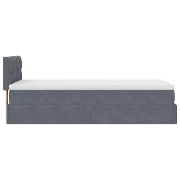 vidaXL Ottoman sängram med madrass mörkgrå 80x200 cm sammet Grå