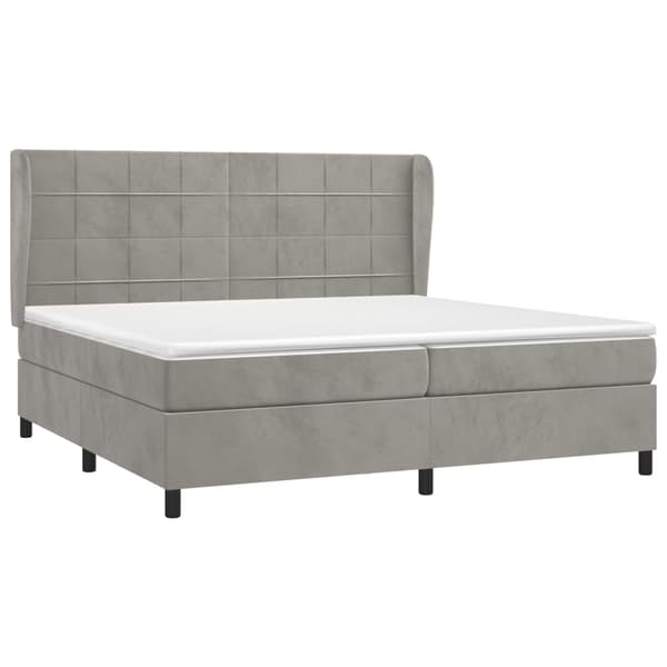 vidaXL Ramsäng med madrass ljusgrå 200x200 cm sammet Grå