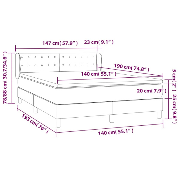 vidaXL Ramsäng med madrass vit 140x190 cm konstläder Vit