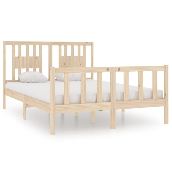 vidaXL Sängram massivt trä 140x190 cm Brun