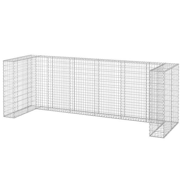 vidaXL Gabionmur för soptunnor galvaniserat stål 325x100x110 cm Silver