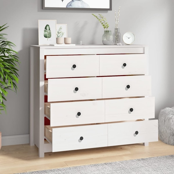 vidaXL Sidoskåp vit 100x40x90 cm massiv furu Vit
