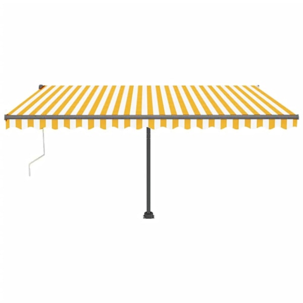 vidaXL Automatisk markis med vindsensor & LED 450x300 cm gul/vit Gul