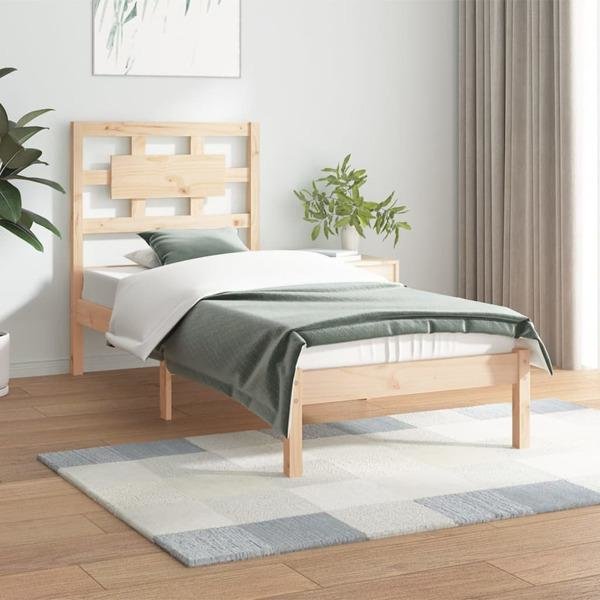 vidaXL Sängram massiv furu 100x200 cm Brun