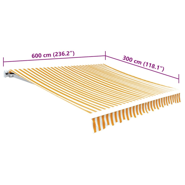 vidaXL Markisduk 6 x 3 m gul & vit (utan ram) Gul