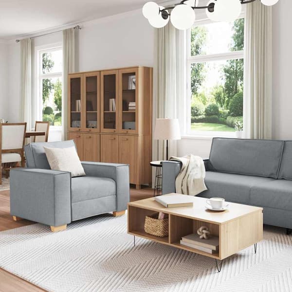 vidaXL Soffa 3 st Ljusgrå Linnenblandad tyg Grå