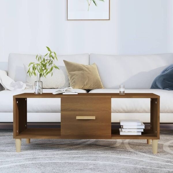 vidaXL Soffbord brun ek 102x50x40 cm konstruerat trä Brun