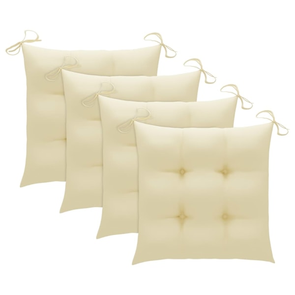 vidaXL Trädgårdsstolar med gräddvita dynor 4 st massiv teak Creme