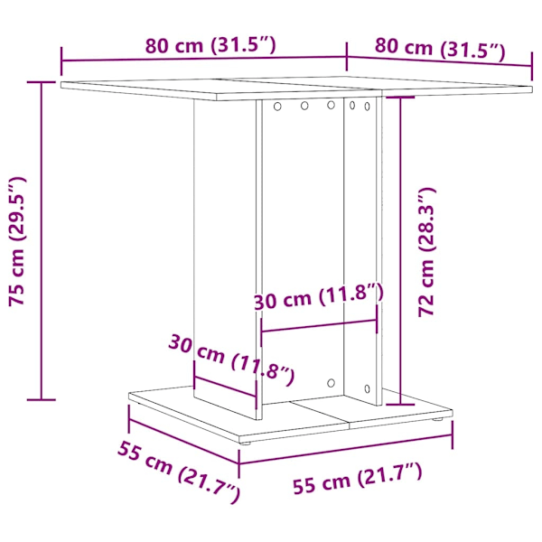 vidaXL Matbord vit 80x80x75 cm konstruerat trä Vit