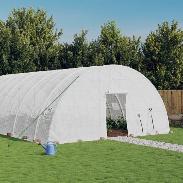 vidaXL Växthus med stålram vit 84 m² 14x6x2,85 m Vit