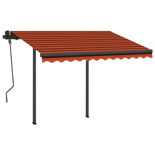 vidaXL Markis med stolpar automatisk infällbar 3,5x2,5 m orange/brun Orange