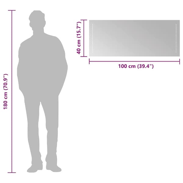 vidaXL Badrumsspegel LED 100x40 cm Transparent