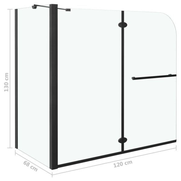 vidaXL Duschvägg fällbar ESG 120x68x130 cm svart