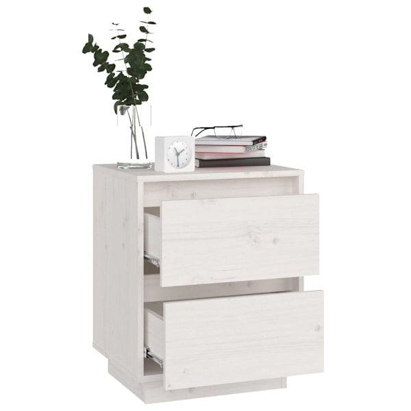 vidaXL Sängbord vit 40x35x50 cm massiv furu Vit