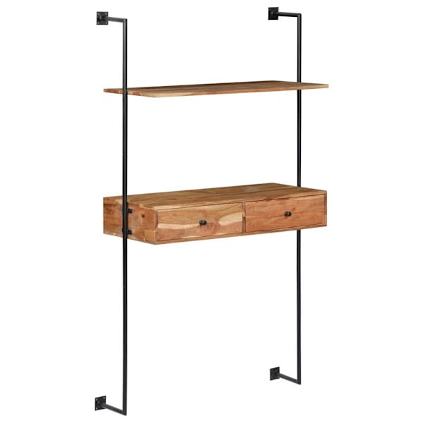 vidaXL Väggmonterat skrivbord 90x40x170 cm massivt akaciaträ Brun