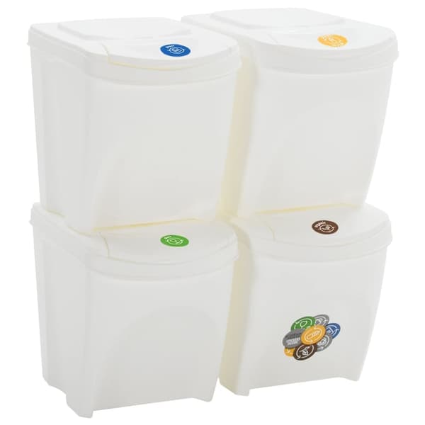 vidaXL Stapelbara soptunnor 4 st vit 100 L polypropen Vit