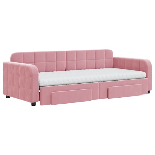 vidaXL Dagbädd utdragbar med lådor rosa 90x200 cm sammet Rosa