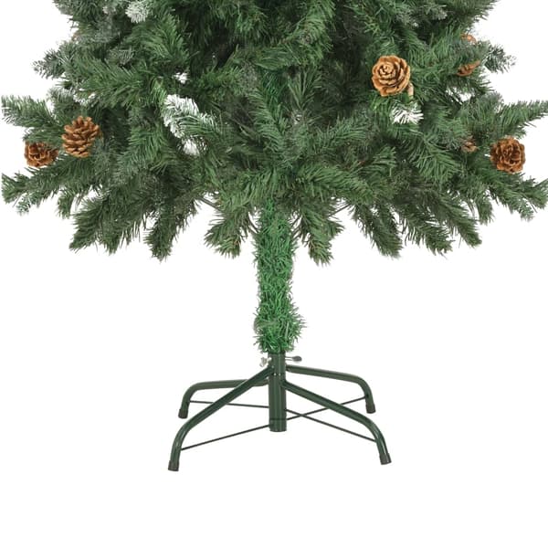 vidaXL Plastgran med kottar och vitt glitter 150 cm Grön