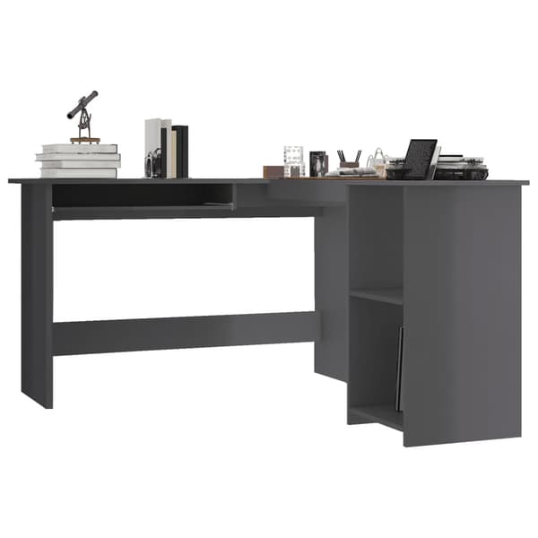 vidaXL Skrivbord L-format grå högglans 120x140x75 cm konstruerat trä grå