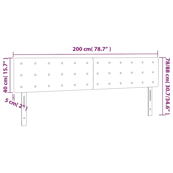 vidaXL Sänggavel LED cappuccino 200x5x78/88 cm konstläder Brun