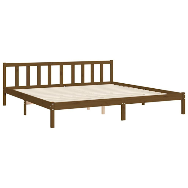 vidaXL Sängram med huvudgavel honungsbrun 200x200 cm massivt trä Brun