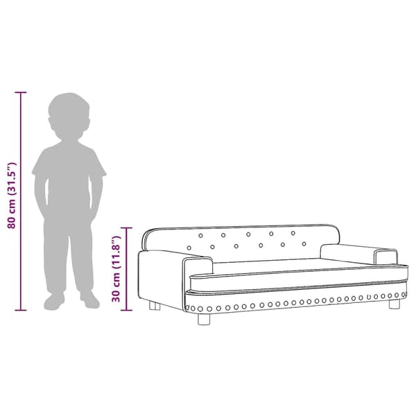 vidaXL Barnsoffa ljusgrå 90x53x30 cm sammet Grå