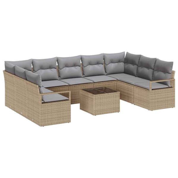 vidaXL Soffset 10 st Beige konstrotting Beige