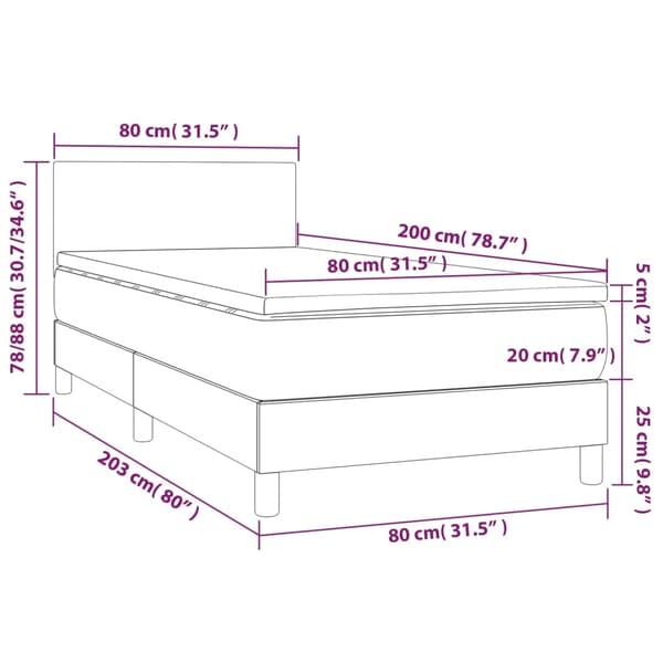 vidaXL Ramsäng med madrass mörkblå 80x200 cm sammet Blå
