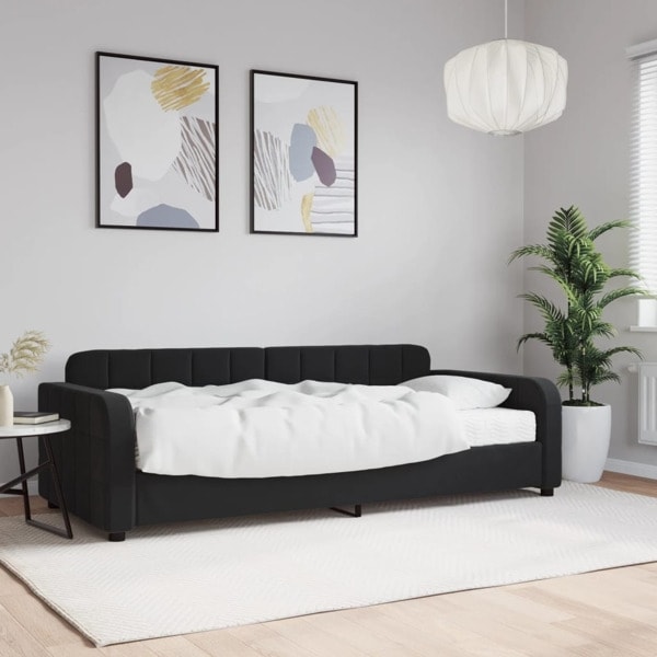 vidaXL Dagbädd med madrass svart 90x200 cm sammet Svart
