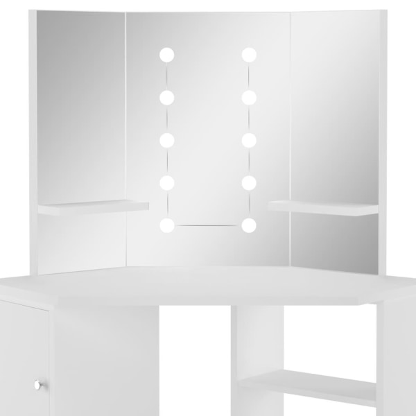 vidaXL Sminkbord med LED-lampor hörn vit Vit
