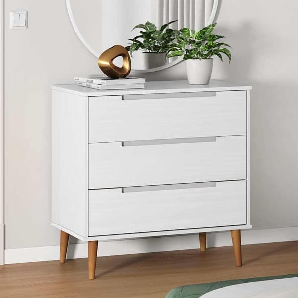 vidaXL Byrå MOLDE vit 80x40x80 cm massiv furu Vit