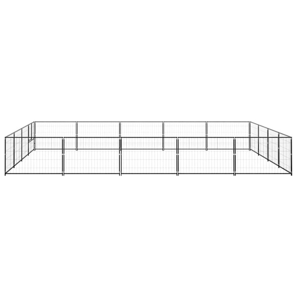 vidaXL Hundgård svart 20 m² stål Svart