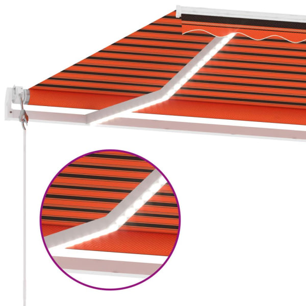 vidaXL Automatisk markis med vindsensor & LED 450x350 cm orange/ Flerfärgsdesign