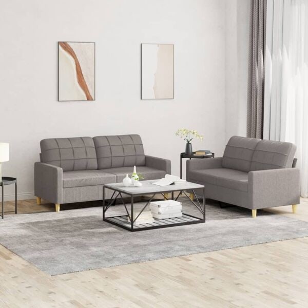 vidaXL Soffgrupp med dynor 2 delar Taupe tyg Taupe