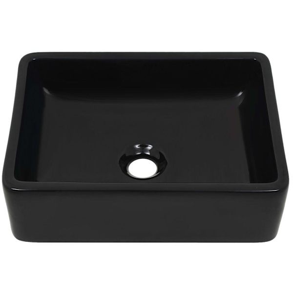 vidaXL Handfat keramik rektangulär svart 41x30x12 cm Svart