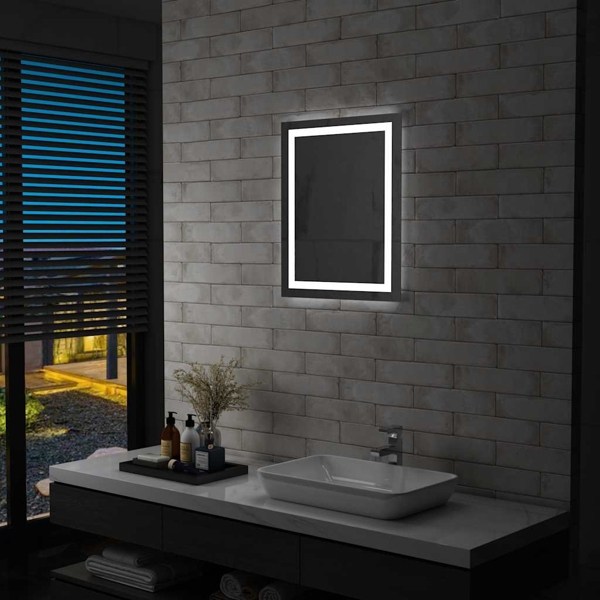 vidaXL Badrumsspegel LED med touch-sensor 50x60 cm Silver