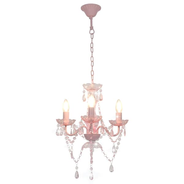 vidaXL Takkrona med pärlor rosa rund 3 x E14 Rosa