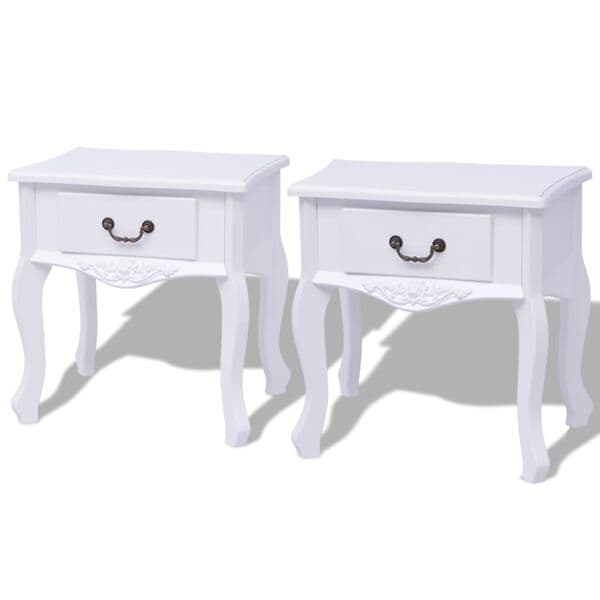 vidaXL Sängbord 2 st MDF vit Vit
