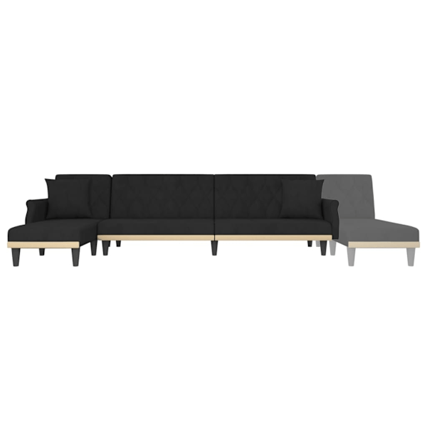 vidaXL L-formad soffa svart 271x140x70 cm sammet Svart