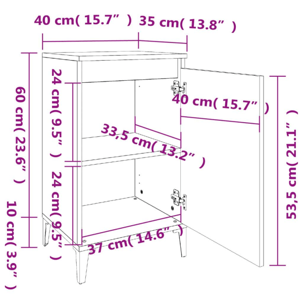 vidaXL Sängbord svart 40x35x70 cm konstruerat trä Svart