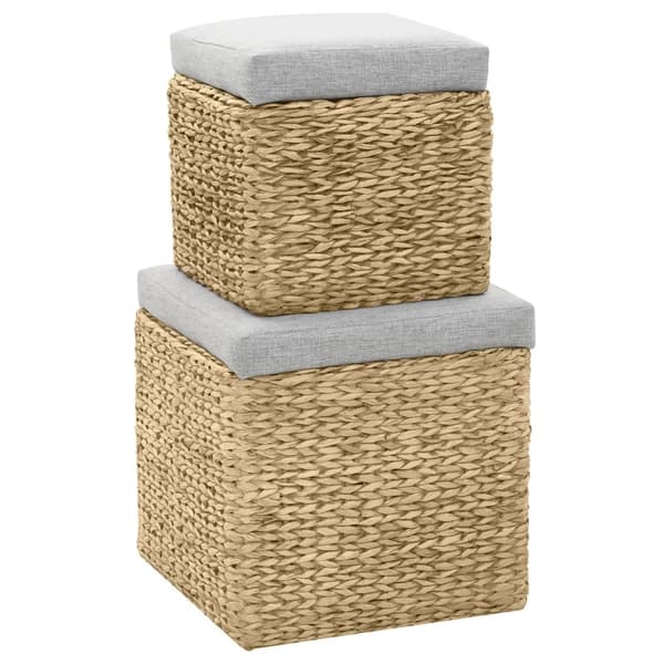 vidaXL Ottoman set 2 delar sjögräs grå grå
